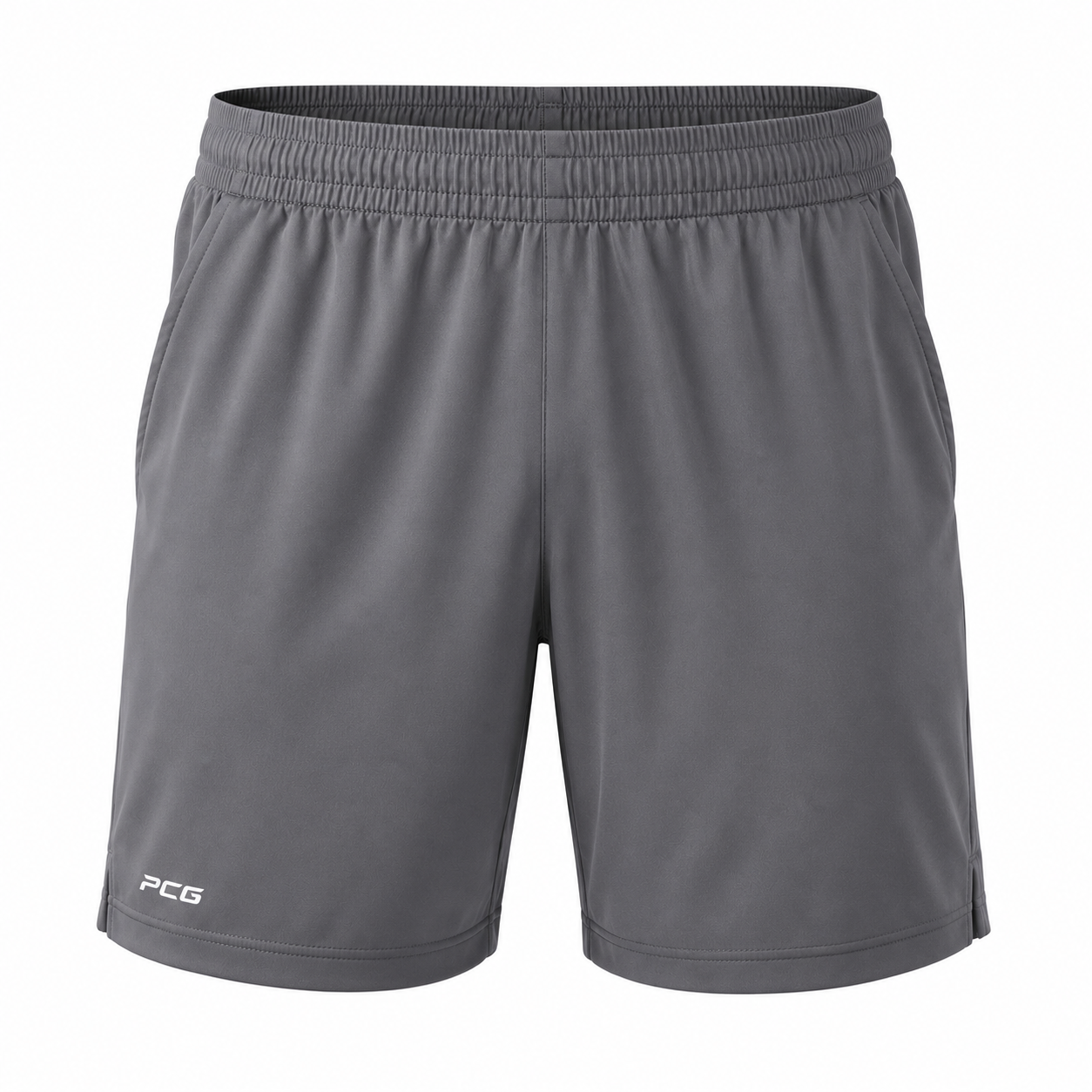 Custom men's athletic training shorts with elastic waistband and side pockets manufactured by PCG Sportswear