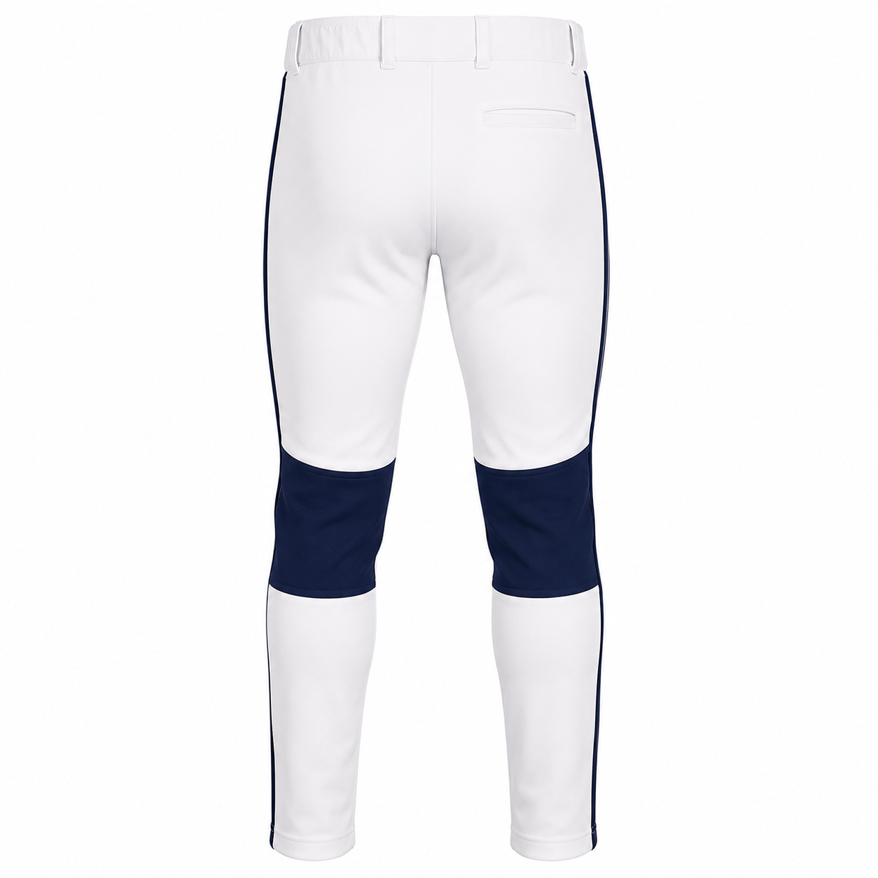 Custom baseball pants with belt loops double knee reinforcement and side braid stripe manufactured by PCG Sportswear