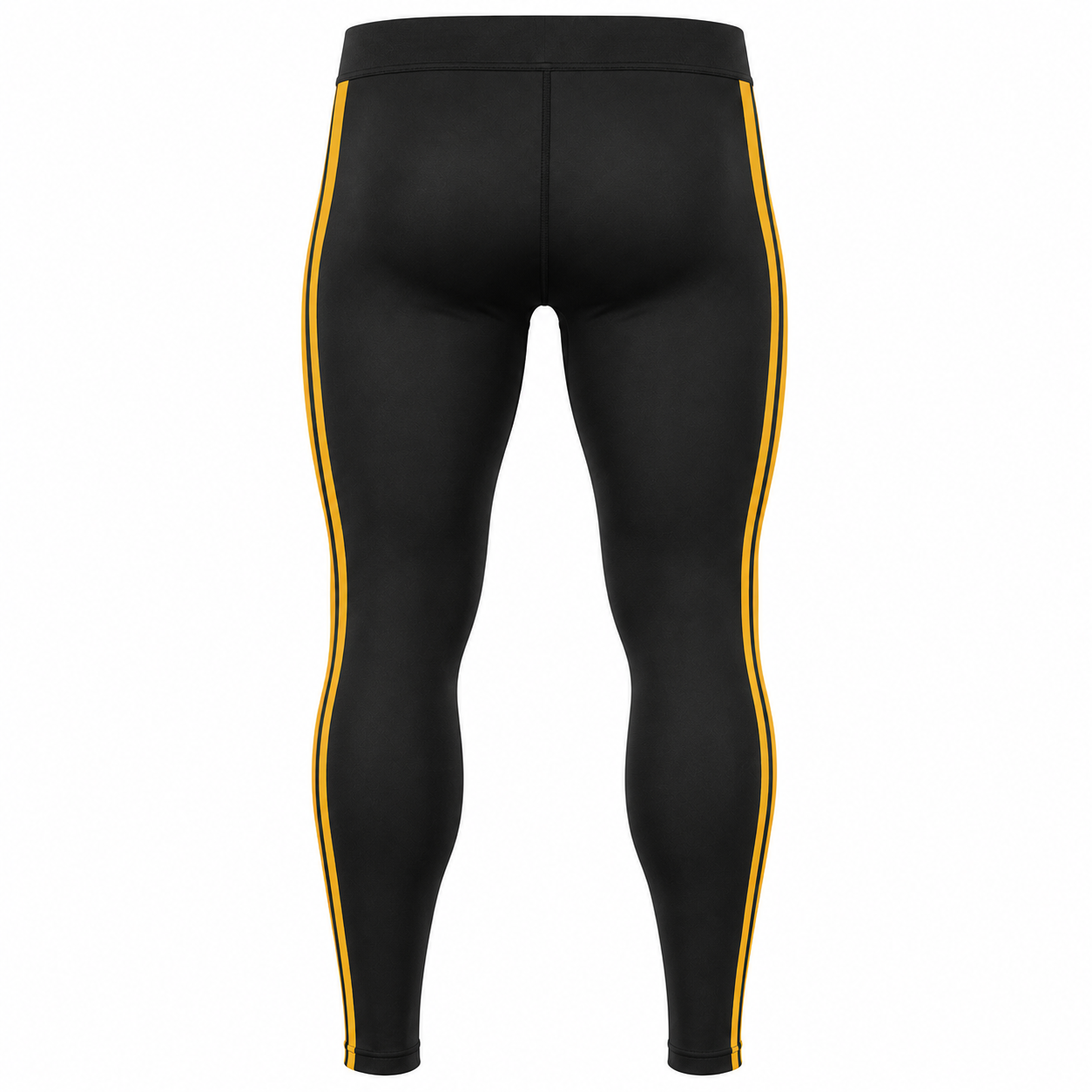 Custom basketball compression tights full-length with flat waistband and sublimated side stripe manufactured by PCG Sportswear