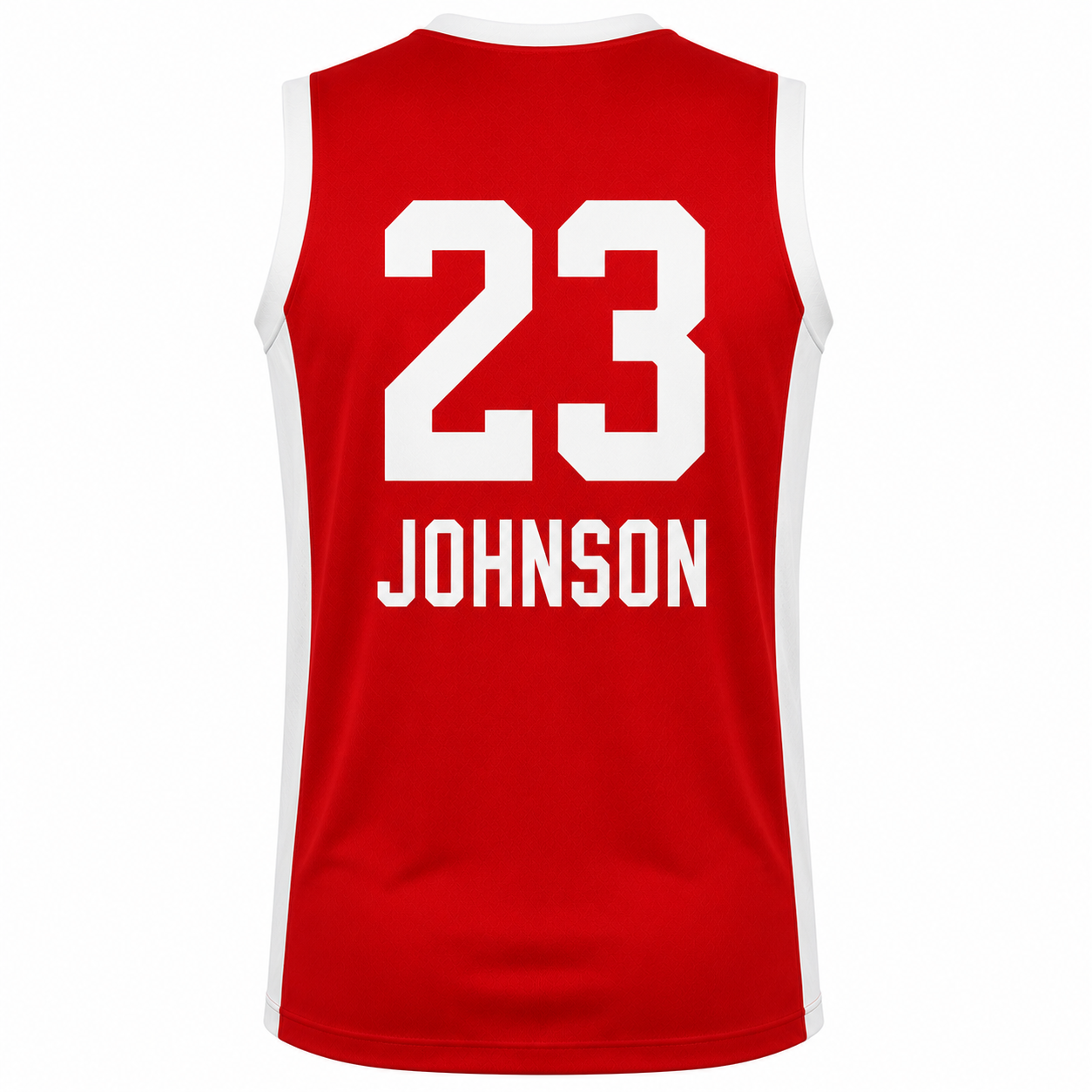 Custom basketball game jersey sleeveless crew neck with large sublimated number manufactured by PCG Sportswear