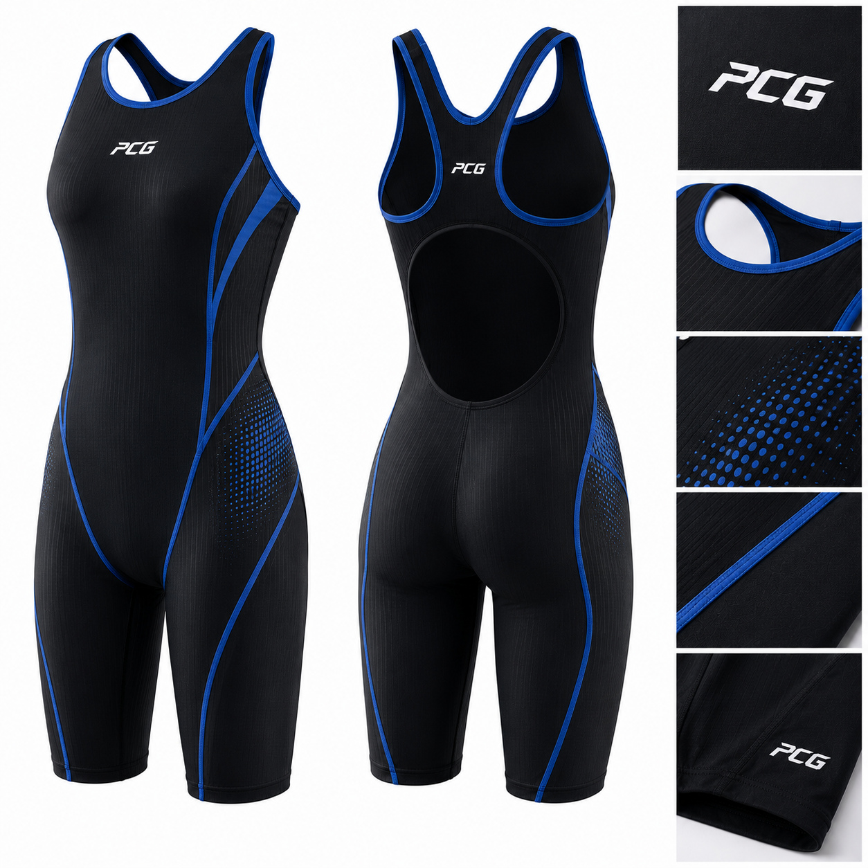 Custom competition swimwear featuring swim jammer and compression top manufactured by PCG Sportswear