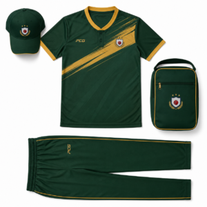 Custom complete T20 cricket team kit jersey trousers cap and bag all coordinated manufactured by PCG Sportswear