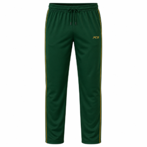 Custom cricket performance trousers full-length color with side piping manufactured by PCG Sportswear Sialkot