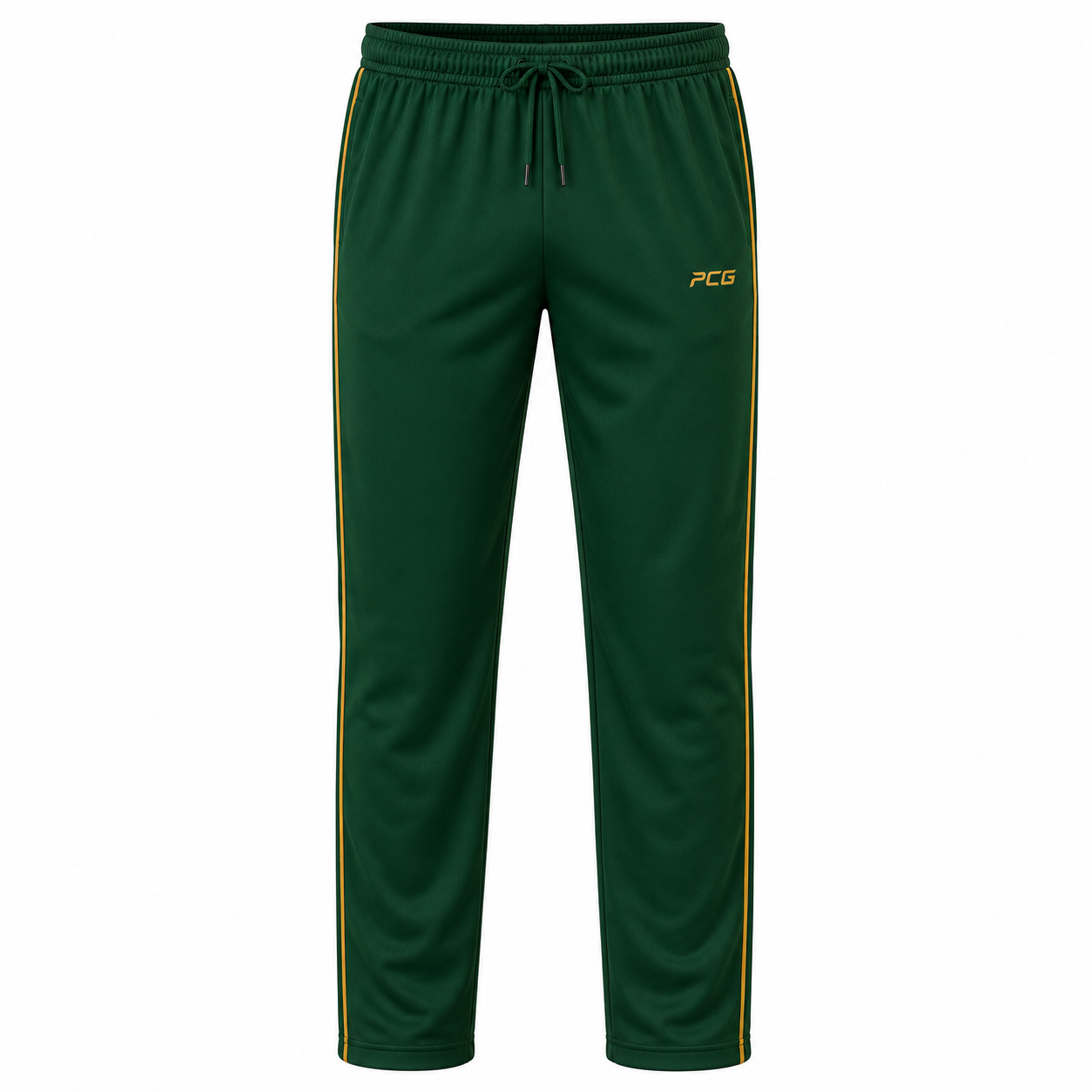 Custom cricket performance trousers full-length color with side piping manufactured by PCG Sportswear Sialkot