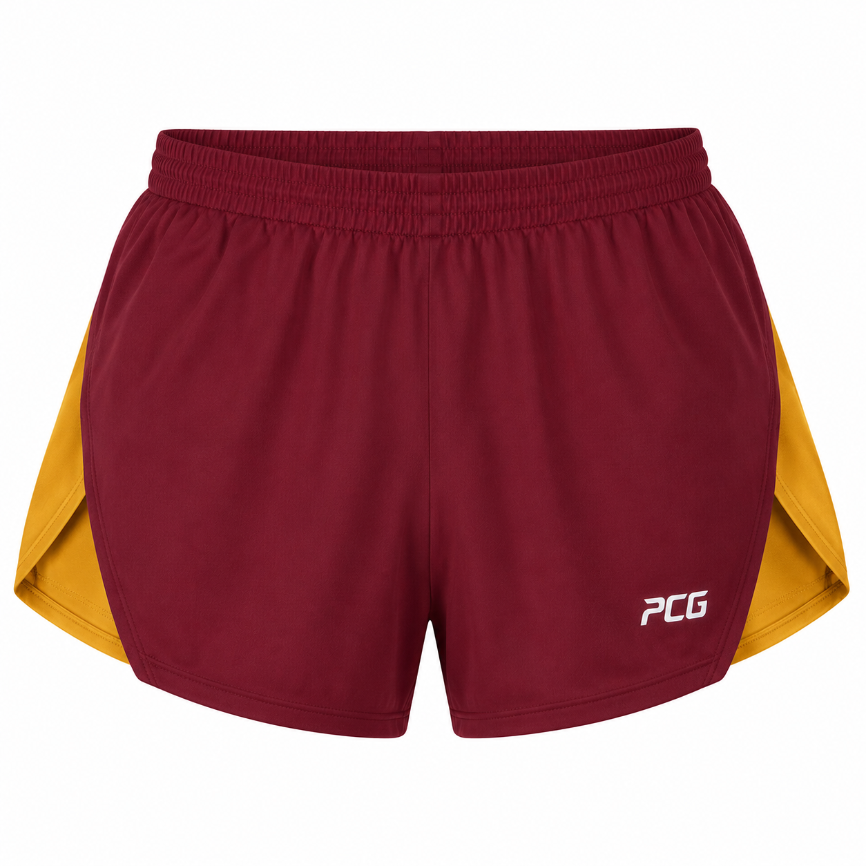 Custom cross country running shorts split-leg with sublimated team colors manufactured by PCG Sportswear