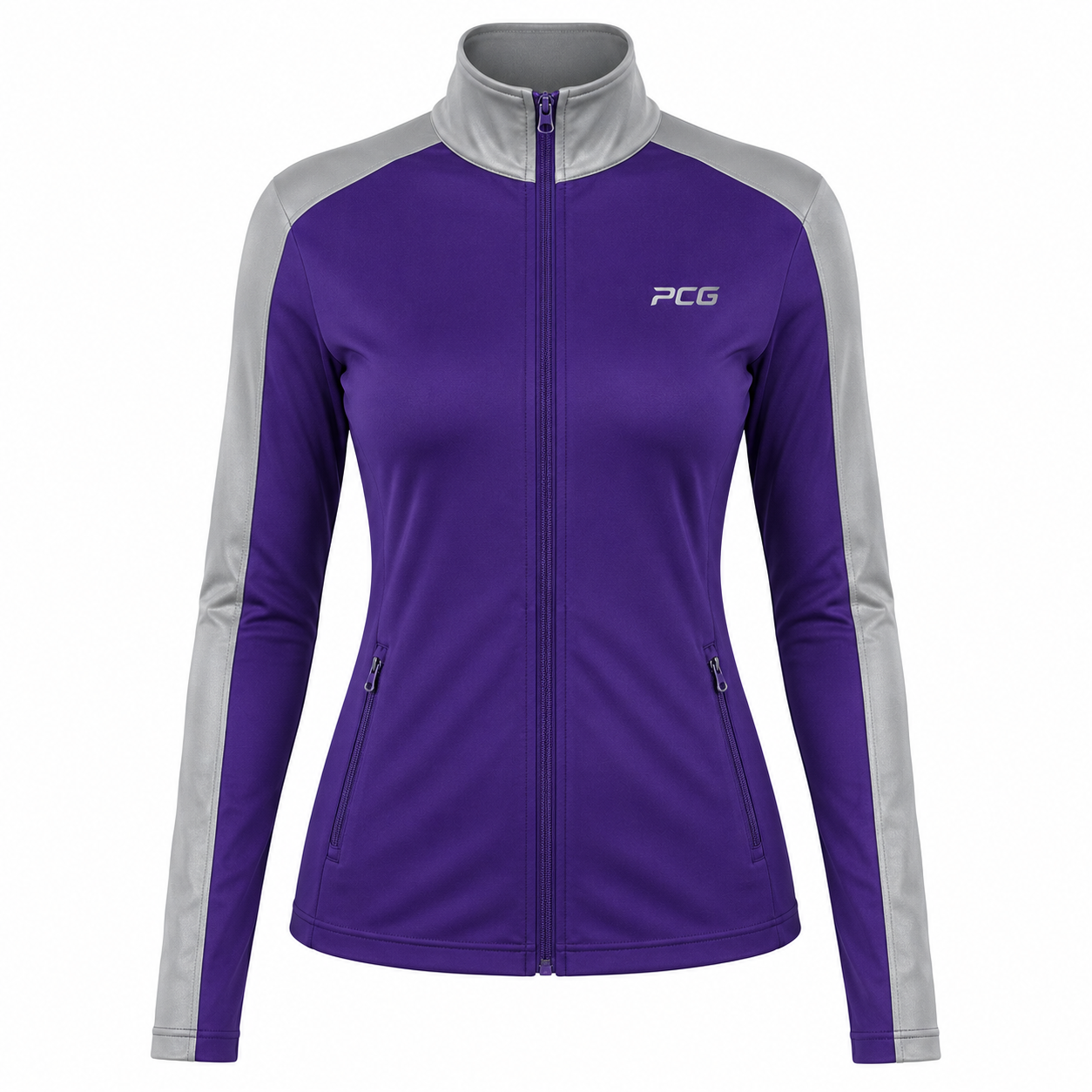 Custom dance team warm-up jacket full-zip with sublimated design and stand-up collar manufactured by PCG Sportswear