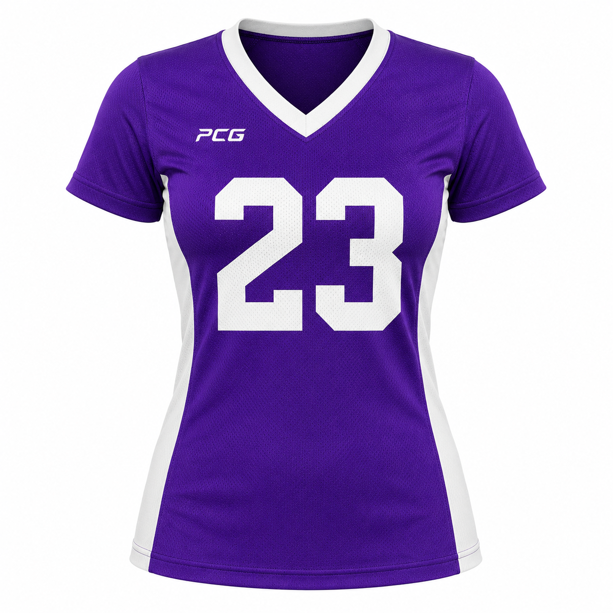 Custom girls flag football jersey V-neck with sublimated team design manufactured by PCG Sportswear