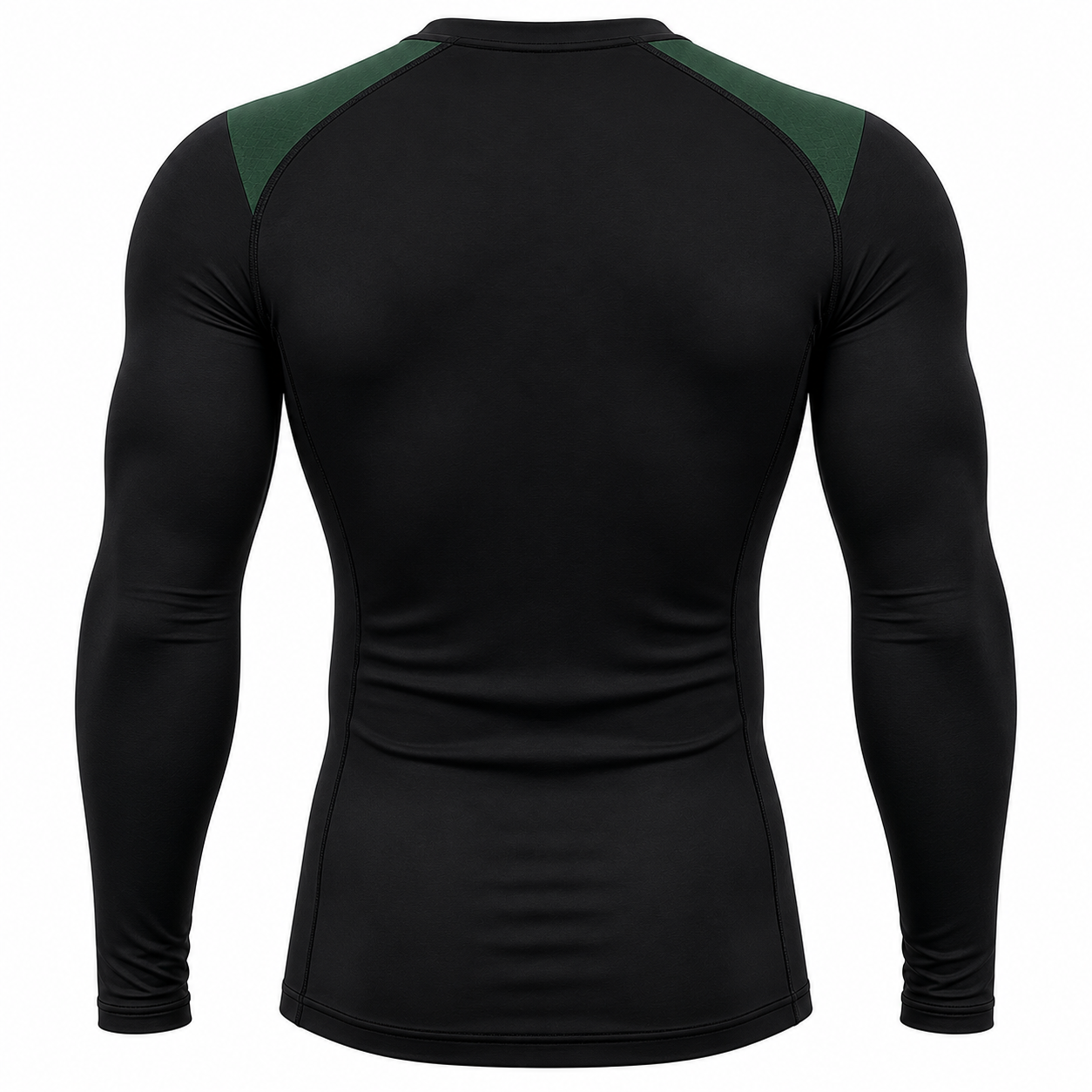Custom football long sleeve compression shirt worn under shoulder pads with team color shoulder panels manufactured by PCG Sportswear