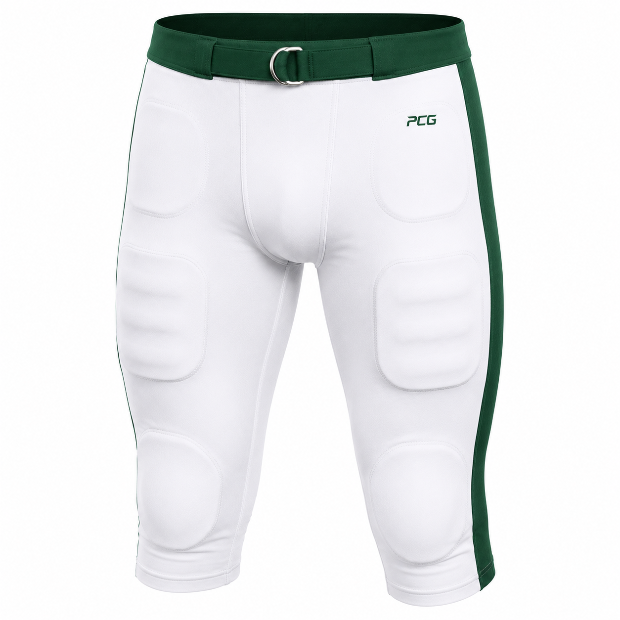 Custom American football game pants with integrated pad pockets and side stripe manufactured by PCG Sportswear