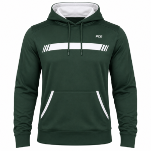 Custom football sideline pullover hoodie with team graphic and kangaroo pocket manufactured by PCG Sportswear