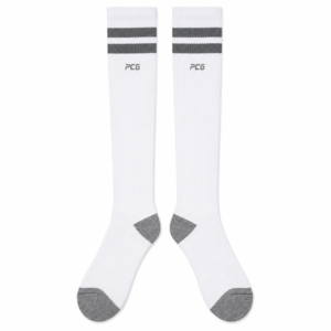 Custom knee-high athletic tube socks with team color stripes for baseball soccer and softball manufactured by PCG Sportswear