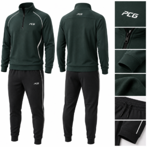 Custom tennis teamwear and warmup apparel featuring premium hoodie and joggers manufactured by PCG Sportswear