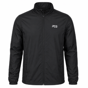 Custom lightweight athletic windbreaker jacket with team branding manufactured by PCG Sportswear