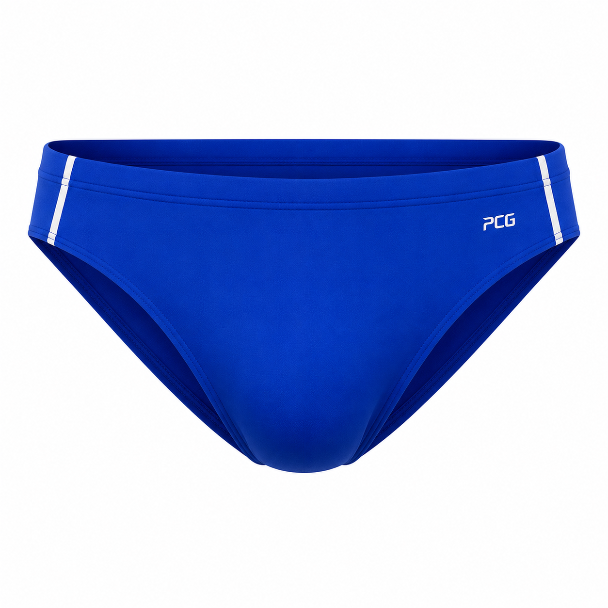 Custom men's competitive racing swim brief with chlorine-resistant fabric and team colors manufactured by PCG Sportswear