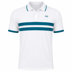Custom men's tennis performance polo shirt with polo collar and embroidered team logo manufactured by PCG Sportswear