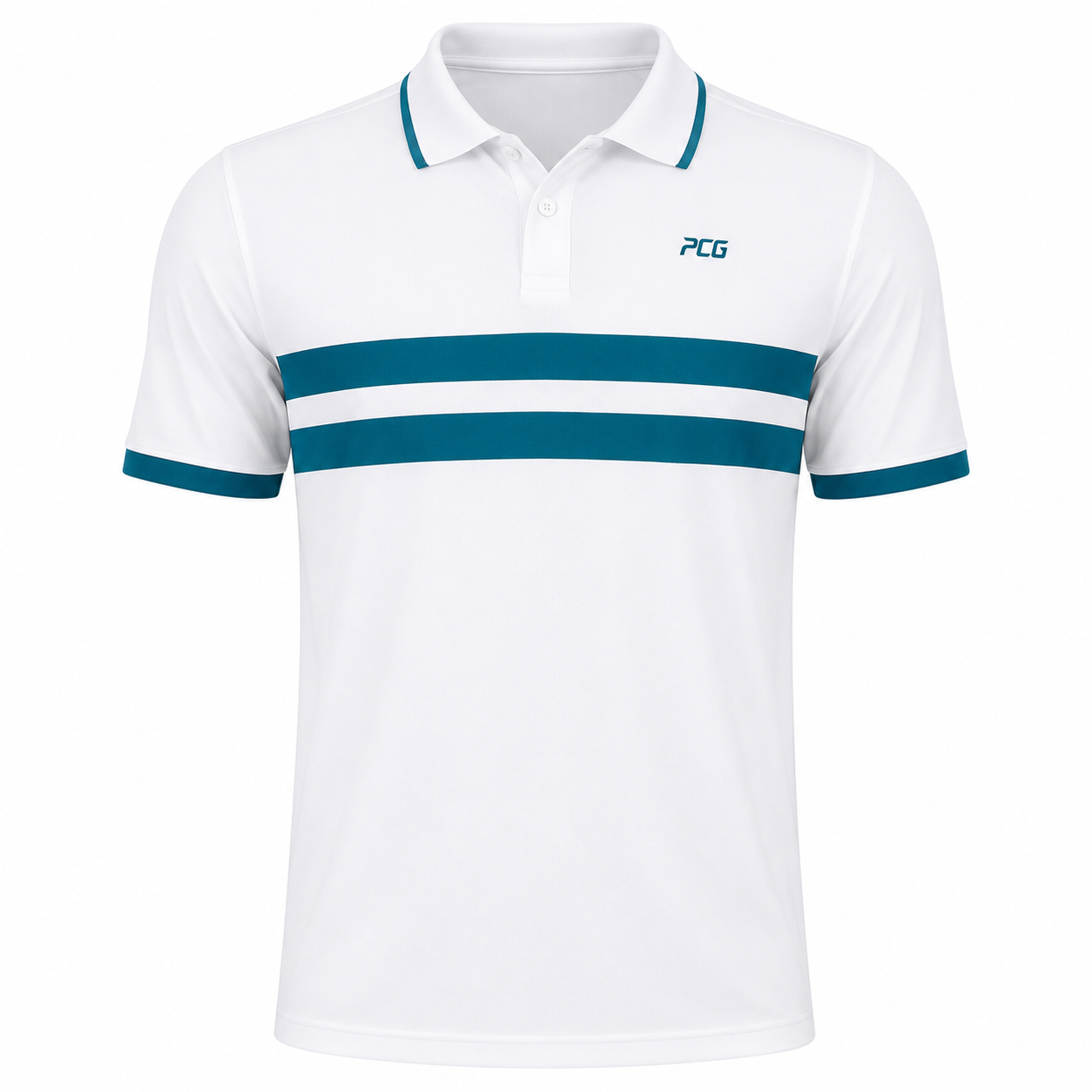 Custom men's tennis performance polo shirt with polo collar and embroidered team logo manufactured by PCG Sportswear