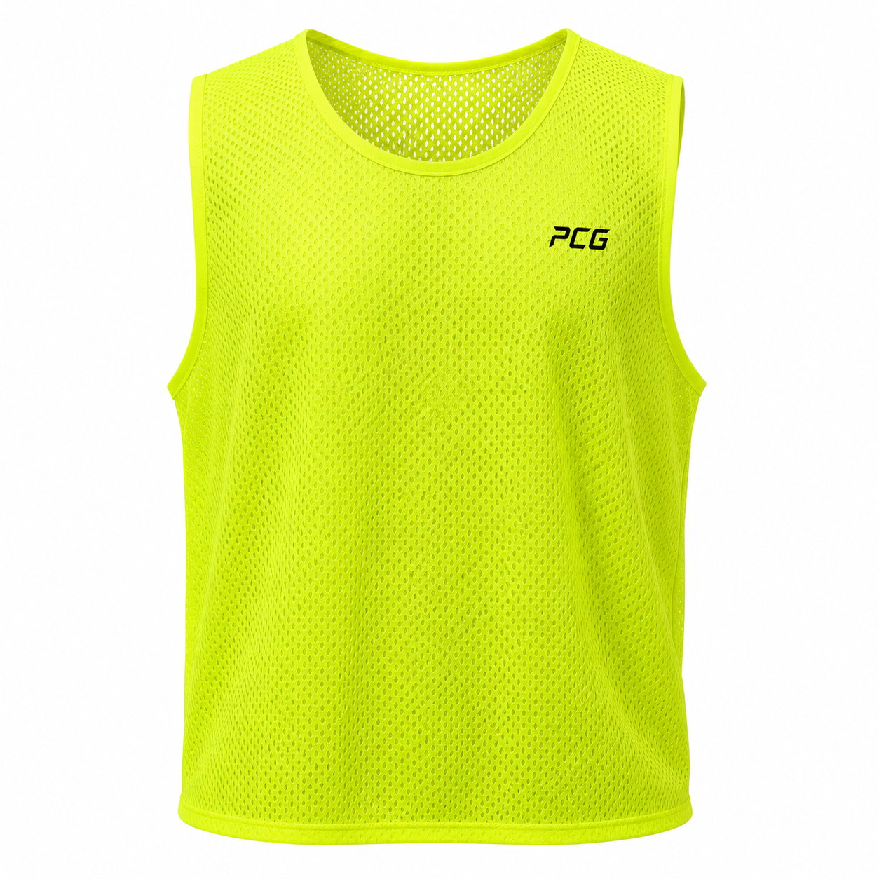 Custom adult mesh numbered practice pinnie scrimmage bib vest manufactured by PCG Sportswear