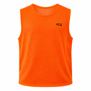 Custom youth size mesh numbered practice pinnie scrimmage vest manufactured by PCG Sportswear