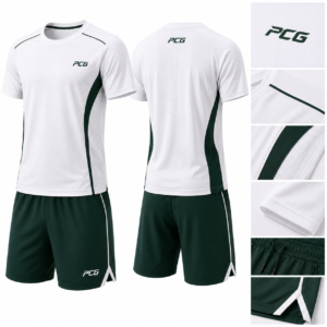 Custom tennis training apparel featuring performance tennis tee and athletic shorts manufactured by PCG Sportswear