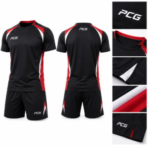 Custom rugby training apparel featuring rugby training shirt and athletic shorts manufactured by PCG Sportswear