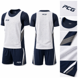 Custom lacrosse training apparel featuring lacrosse practice jersey and athletic shorts manufactured by PCG Sportswear