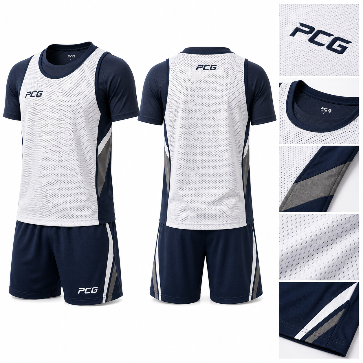 Custom lacrosse training apparel featuring lacrosse practice jersey and athletic shorts manufactured by PCG Sportswear