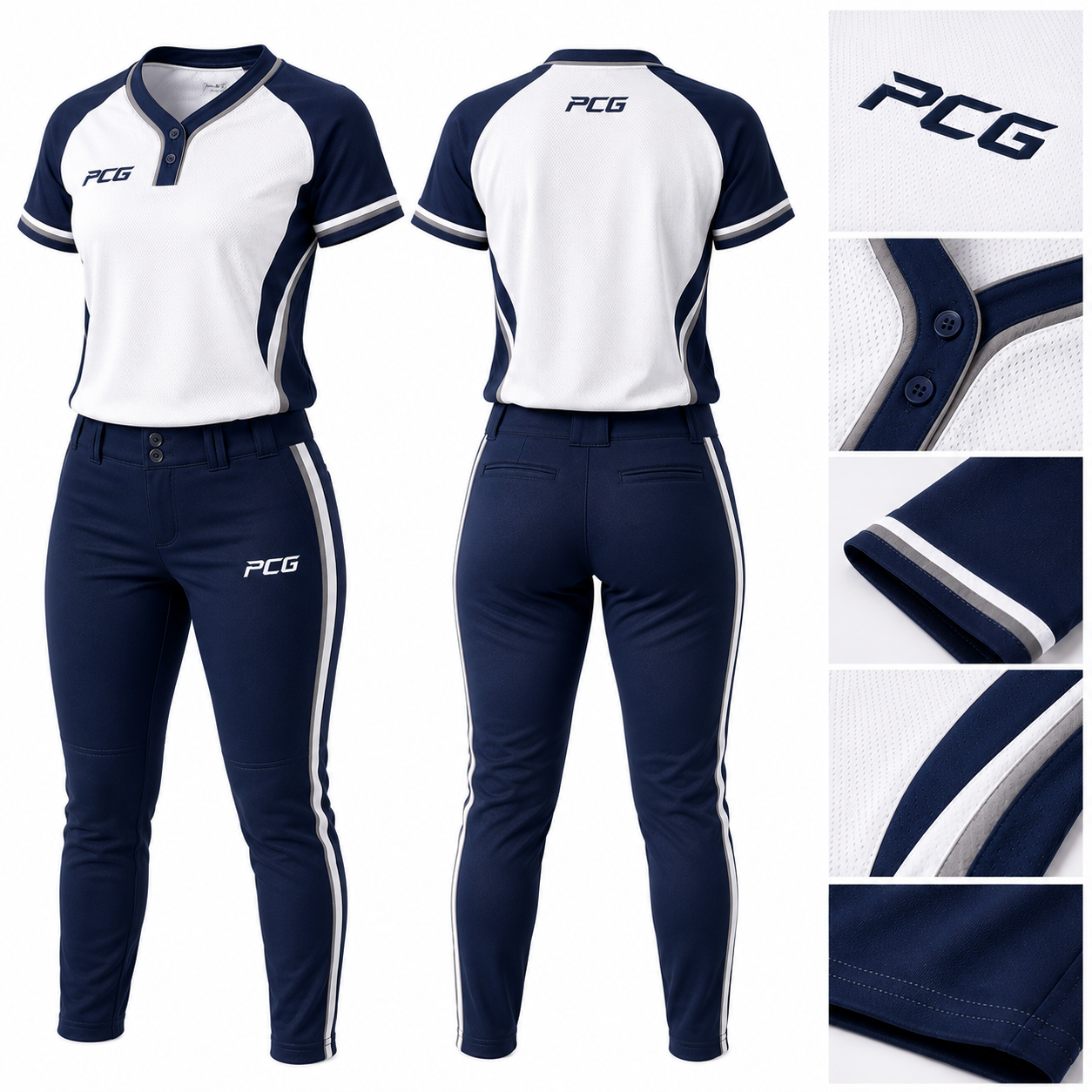 Custom softball training apparel featuring softball practice jersey and athletic shorts manufactured by PCG Sportswear