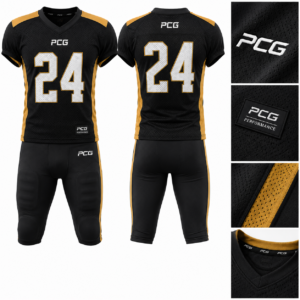 Custom football training apparel featuring football practice jersey and athletic shorts manufactured by PCG Sportswear