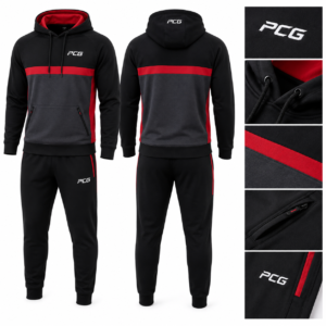 Custom rugby teamwear and travel apparel featuring premium hoodie and joggers manufactured by PCG Sportswear