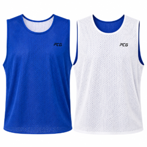 Custom reversible two-color practice pinnie scrimmage vest for team drills manufactured by PCG Sportswear