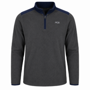 Custom rugby quarter-zip fleece midlayer with stand-up collar and embroidered club logo manufactured by PCG Sportswear