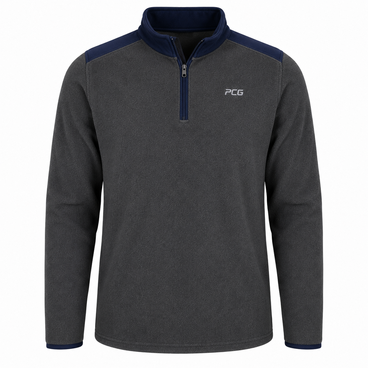 Custom rugby quarter-zip fleece midlayer with stand-up collar and embroidered club logo manufactured by PCG Sportswear
