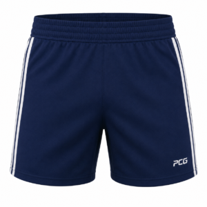 Custom rugby shorts wide elastic waistband with sublimated side stripe manufactured by PCG Sportswear
