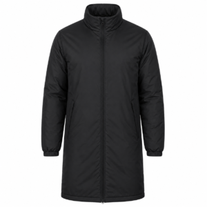 Custom long sideline bench parka jacket for basketball and football programs manufactured by PCG Sportswear