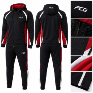 Custom hockey teamwear and travel apparel featuring premium hoodie and joggers manufactured by PCG Sportswear