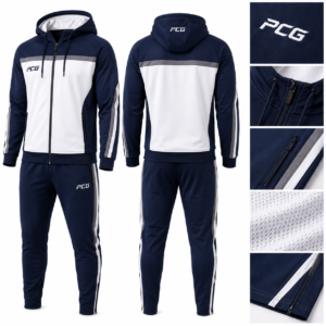 Custom lacrosse teamwear and travel apparel featuring premium hoodie and joggers manufactured by PCG Sportswear