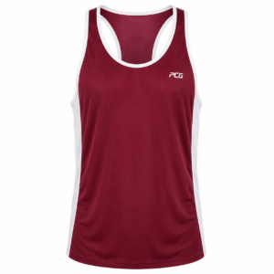 Custom track running singlet sleeveless deep V-neck with sublimated team design manufactured by PCG Sportswear