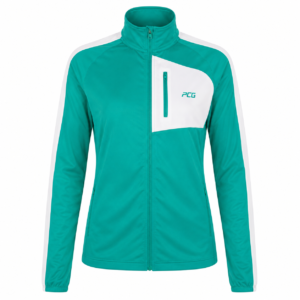 Custom track warm-up full-zip jacket with sublimated team design manufactured by PCG Sportswear