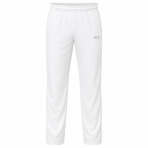 Custom traditional white cricket trousers full-length with elastic waistband manufactured by PCG Sportswear