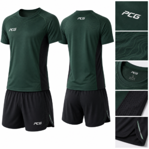 Custom Cross Country training apparel featuring performance running tee and athletic shorts manufactured by PCG Sportswear