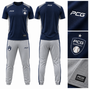Custom baseball training apparel featuring performance practice jersey and athletic shorts manufactured by PCG Sportswear