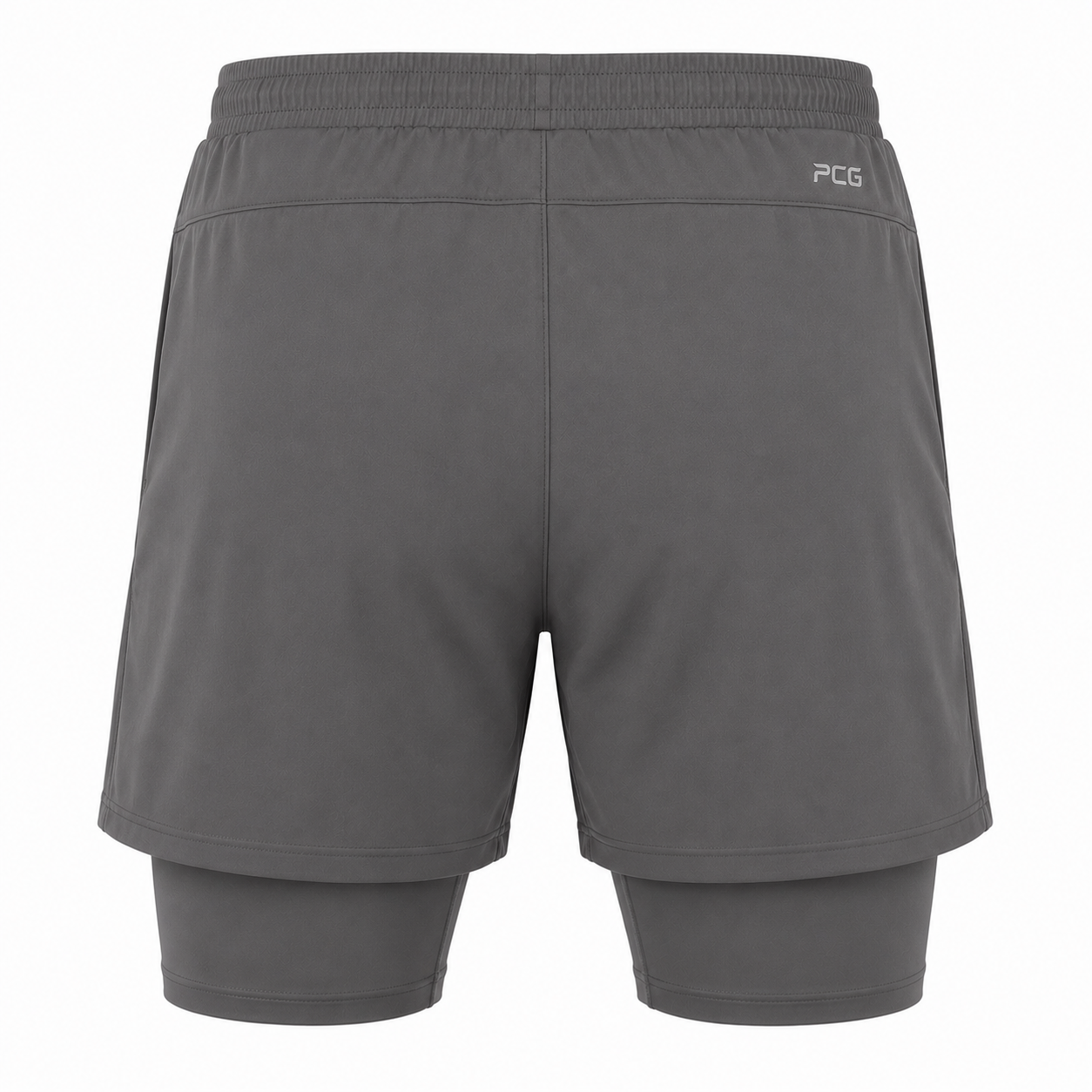 Custom 2-in-1 hybrid athletic training shorts with inner compression liner manufactured by PCG Sportswear