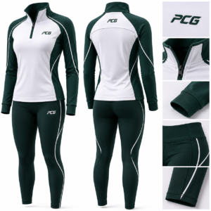 Custom netball teamwear and warmup apparel featuring premium hoodie and leggings manufactured by PCG Sportswear