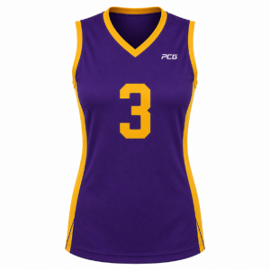 Custom women's basketball jersey sleeveless V-neck fitted cut with sublimated team design manufactured by PCG Sportswear