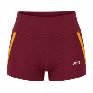 Custom women's cross country spandex shorts high-waist minimal inseam with sublimated team colors manufactured by PCG Sportswear