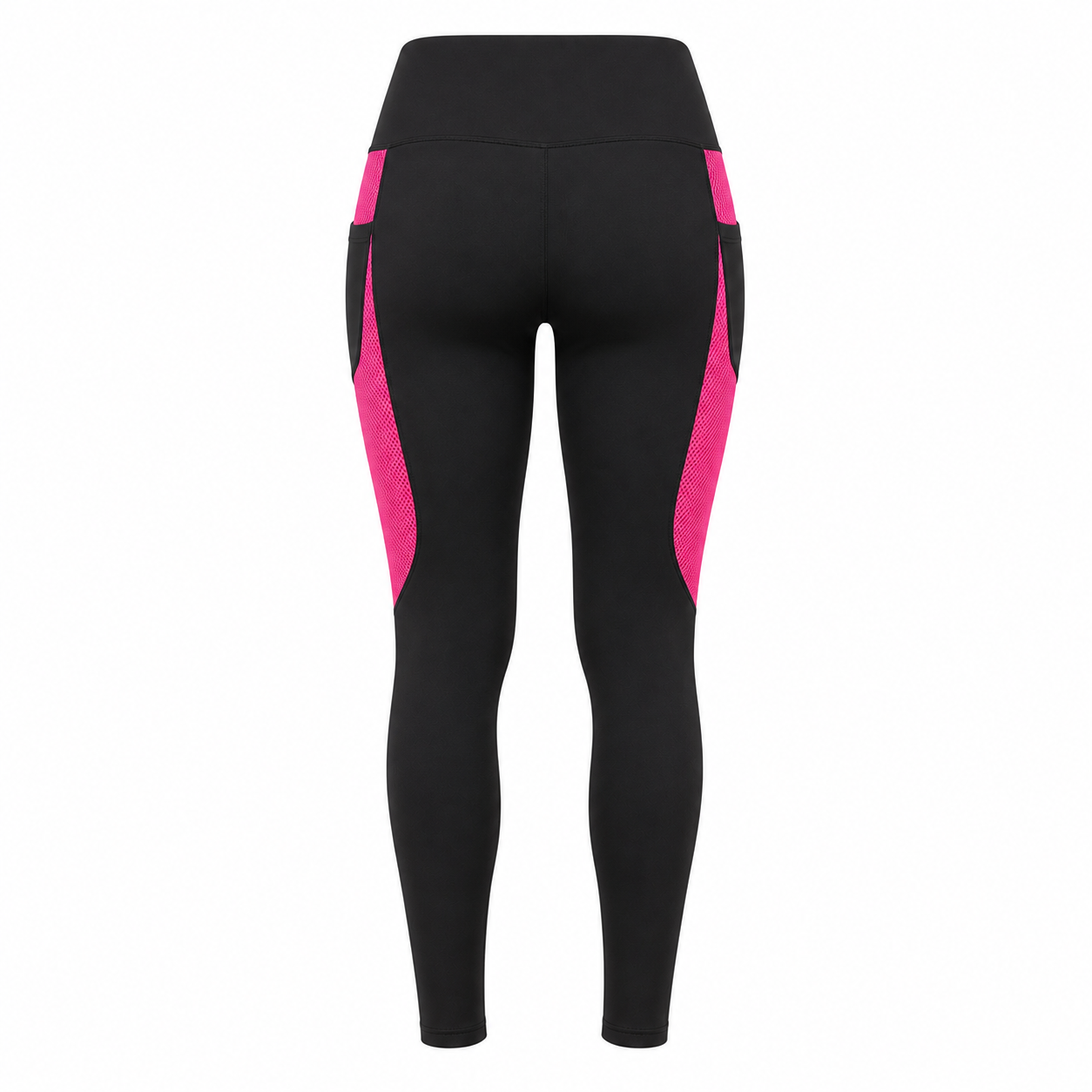 Custom women's gym high-waist leggings with mesh side panels and sublimated team design manufactured by PCG Sportswear