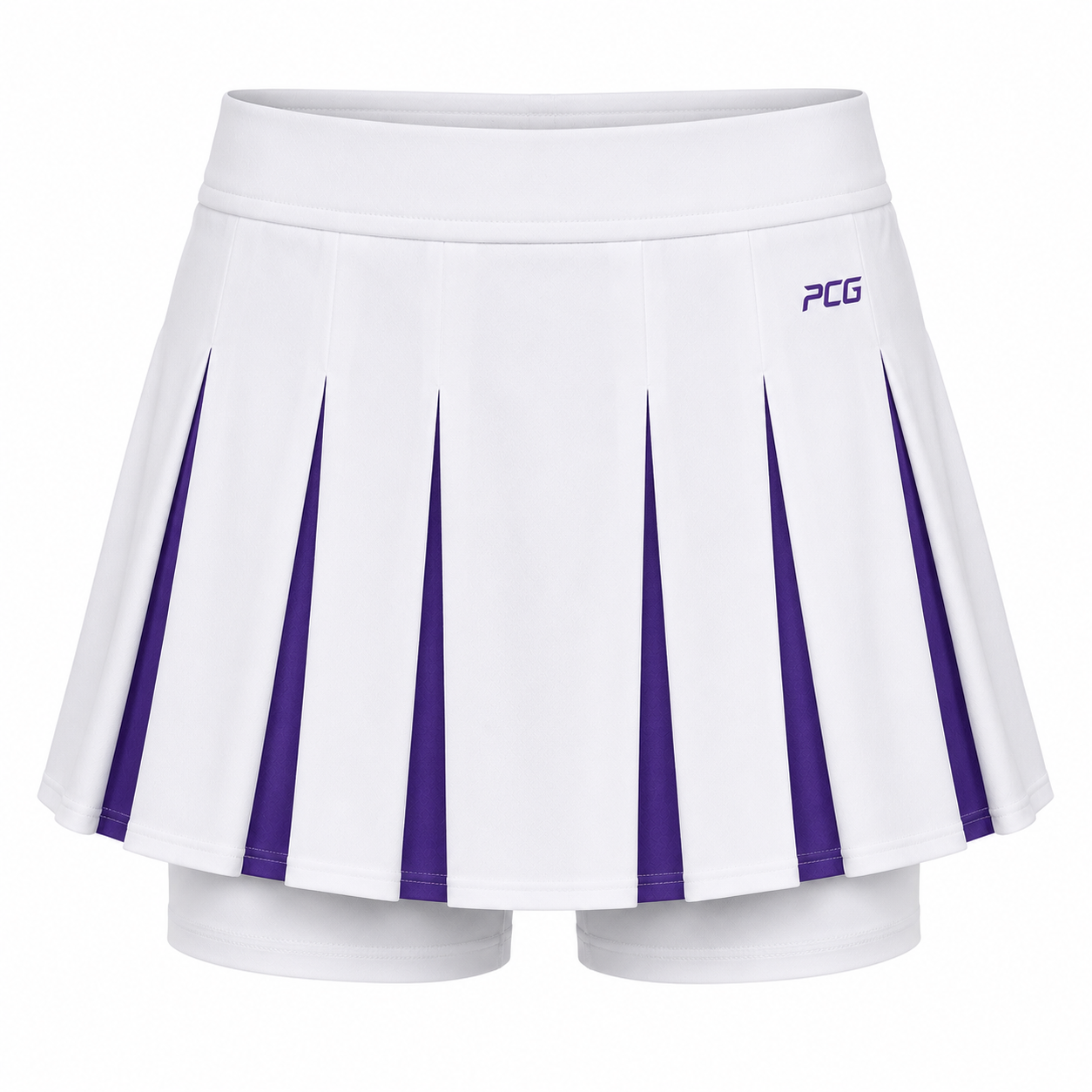 Custom women's lacrosse kilt pleated design with built-in compression liner manufactured by PCG Sportswear