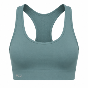 Custom women's low support racerback sports bra with team color customization manufactured by PCG Sportswear