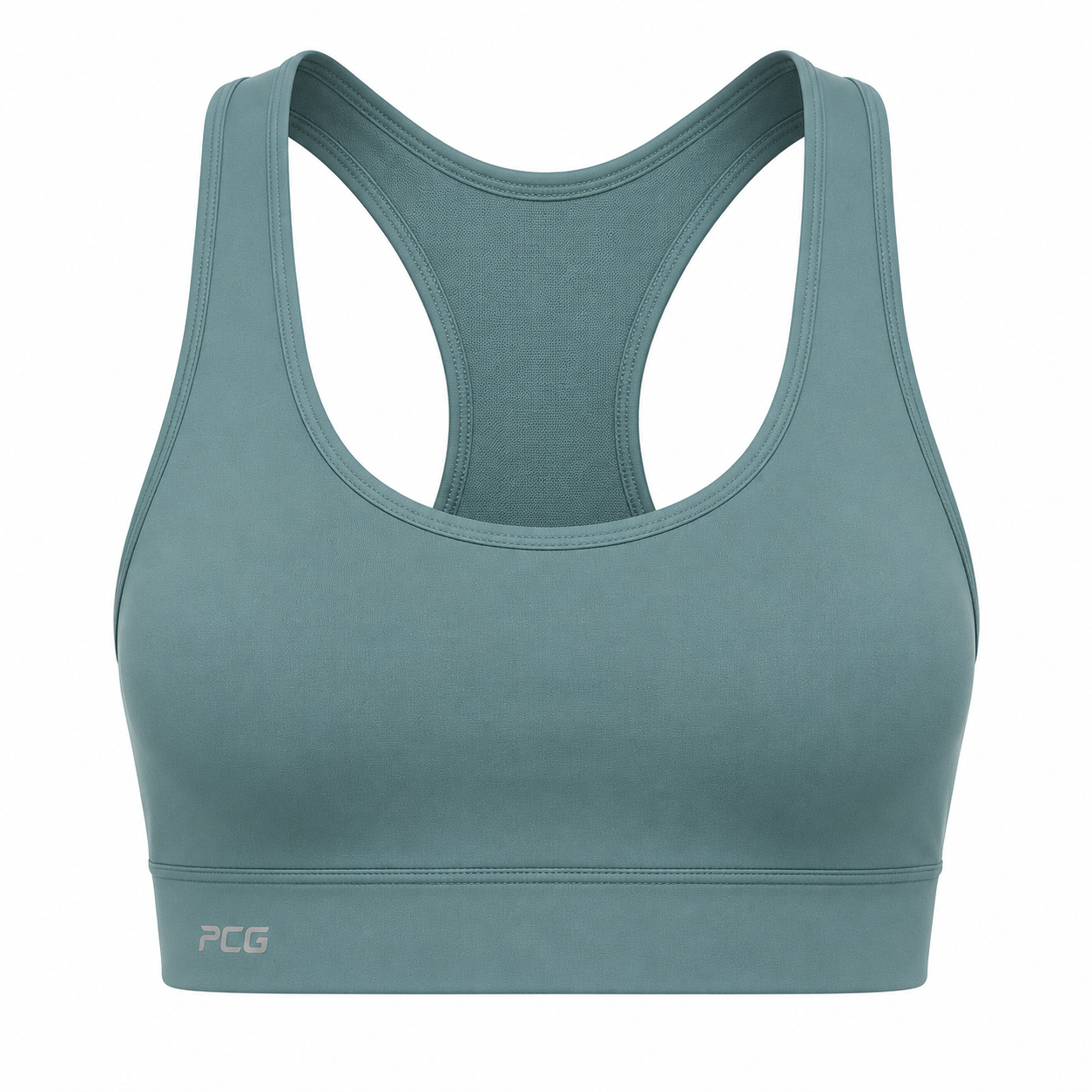 Custom women's low support racerback sports bra with team color customization manufactured by PCG Sportswear