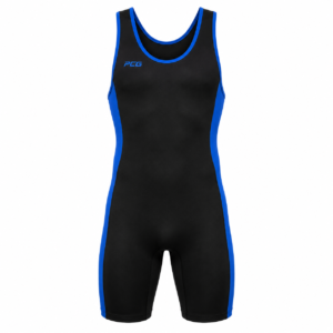 Custom wrestling competition singlet with anti-grip compression fabric and sublimated design manufactured by PCG Sportswear